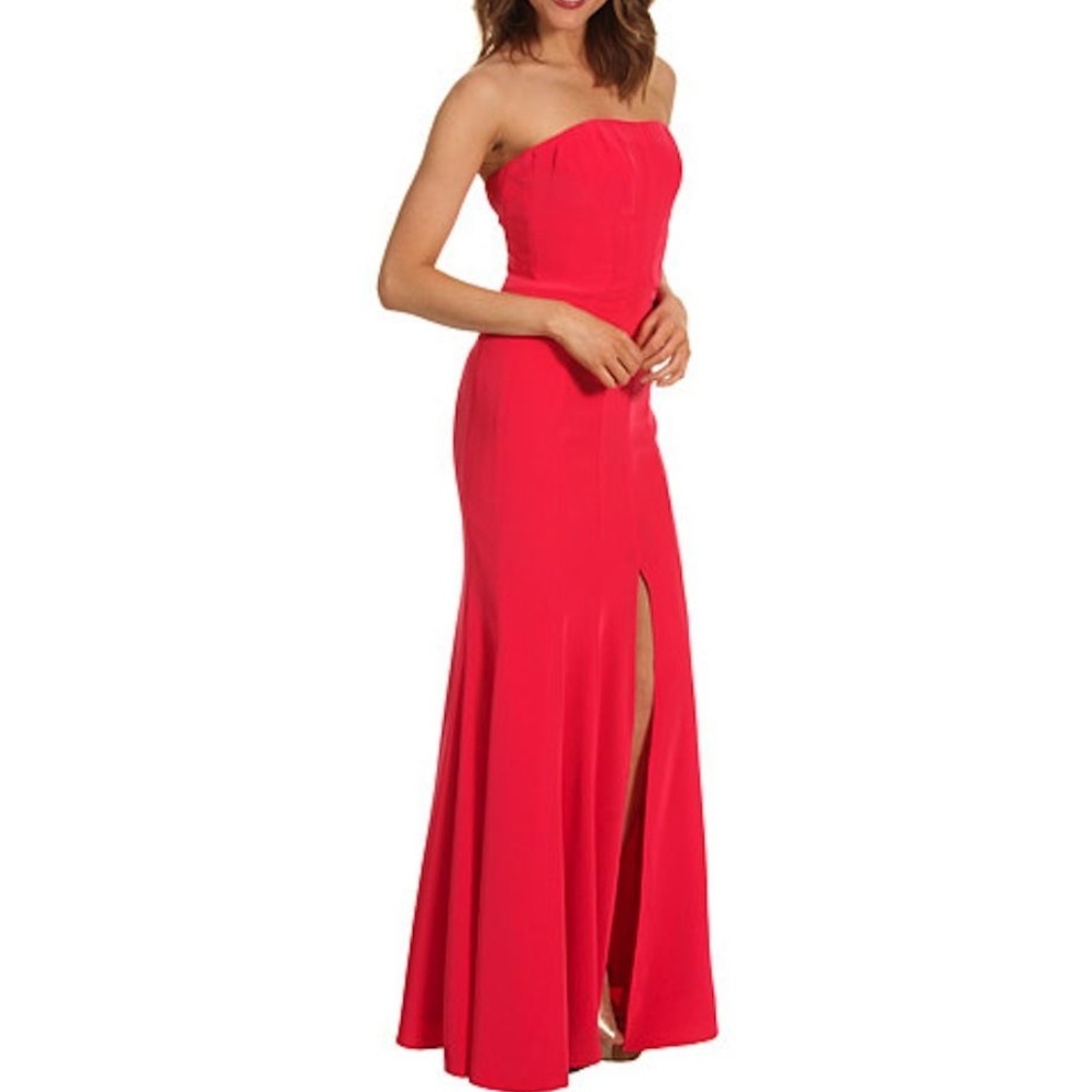 ABS Allen Schwartz Pink Strapless Front-Slit Gown 2 - Picture 2 of 10